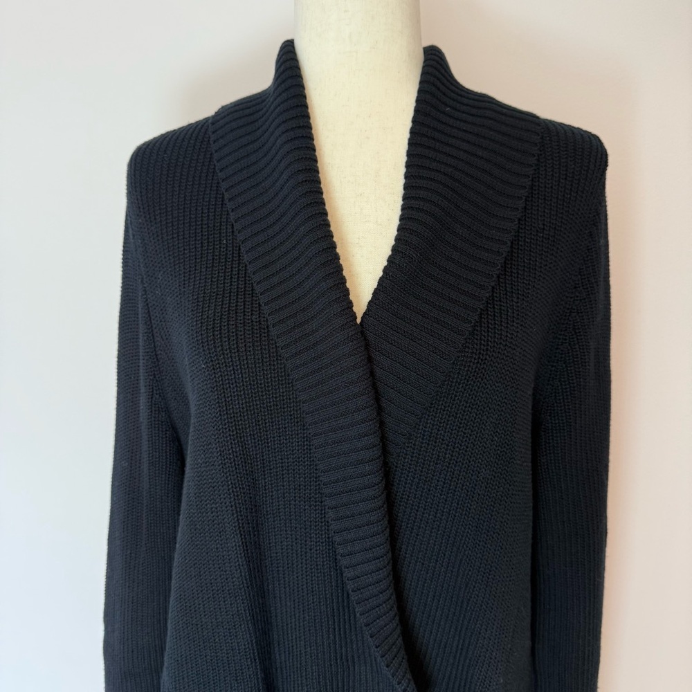 Lauren Ralph Lauren 100% Cotton Black Knit Cardigan with Buckle Closure Size 1X - Picture 5 of 7